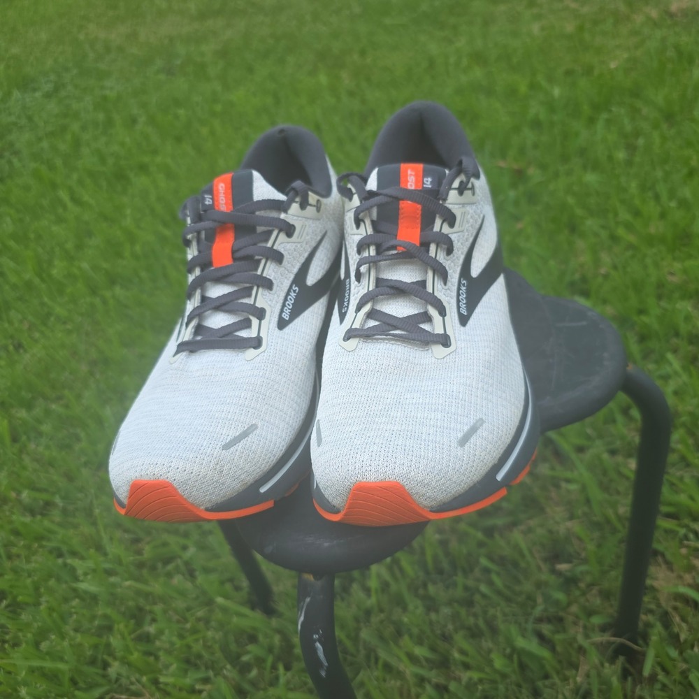 Brooks Ghost 14 Mens Running Shoes Grey Black Orange 1103691D072 Size 11 - Picture 3 of 10